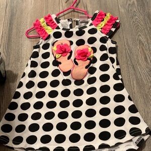Polka Dot Flip-Flop Appliqué tunic  top- Pink & Black
